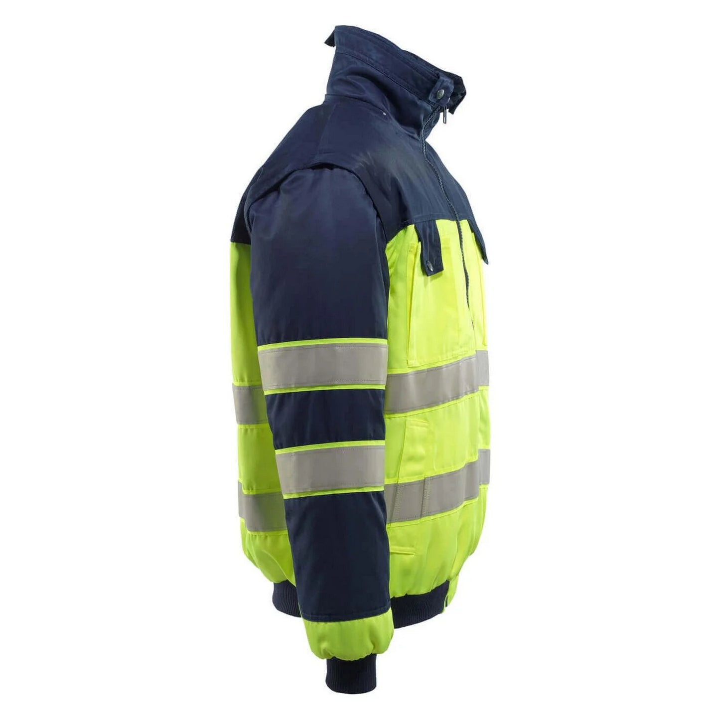 Hi Vis Yellow-Navy - Back - Mascot Mens Safe Image Livigno Hi-Vis Pilot Jacket