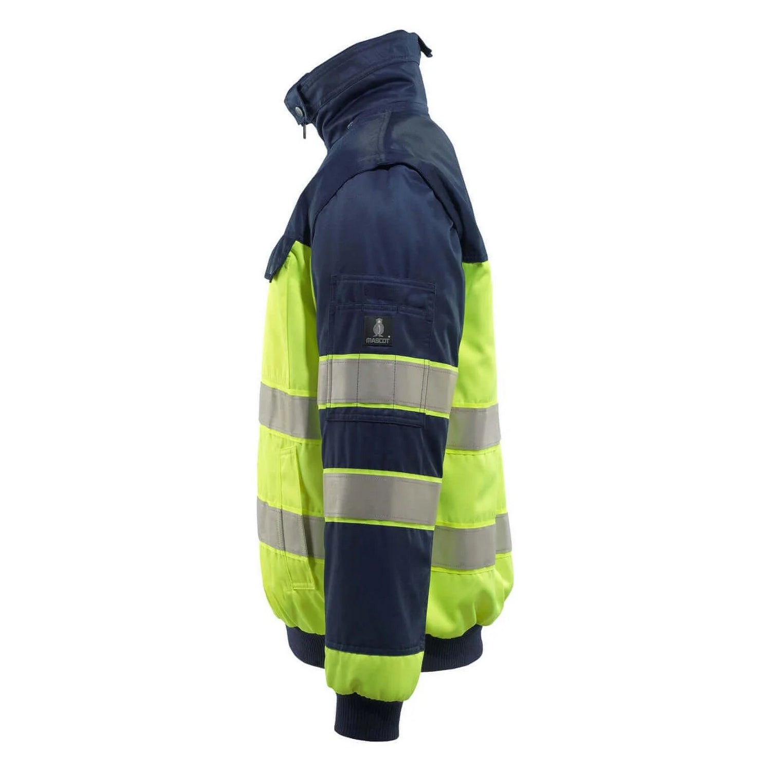 Hi Vis Yellow-Navy - Side - Mascot Mens Safe Image Livigno Hi-Vis Pilot Jacket