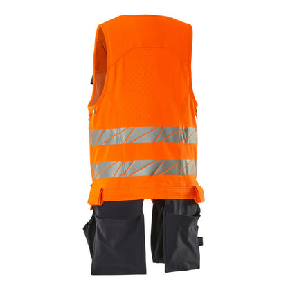 Hi Vis Orange-Dark Navy - Back - Mascot Mens Accelerate Safe Tool Vest