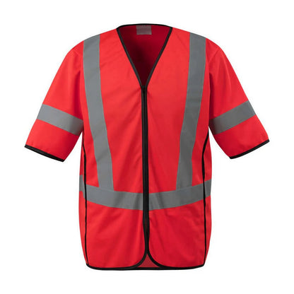 Hi Vis Red - Front - Mascot Unisex Adult Safe Supreme Packwood Short-Sleeved Hi-Vis Vest