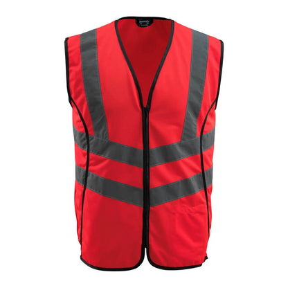 Hi Vis Red - Front - Mascot Unisex Adult Safe Supreme Wingate Hi-Vis Vest