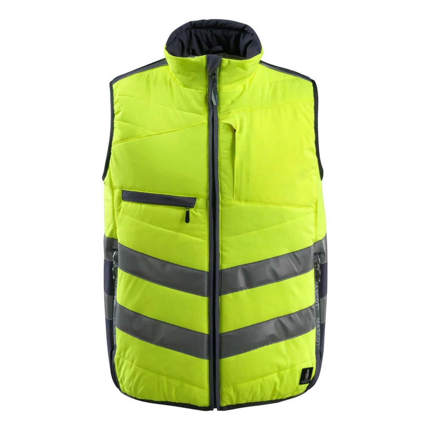 Hi Vis Yellow-Dark Navy - Front - Mascot Unisex Adult Safe Supreme Grimsby Hi-Vis Vest
