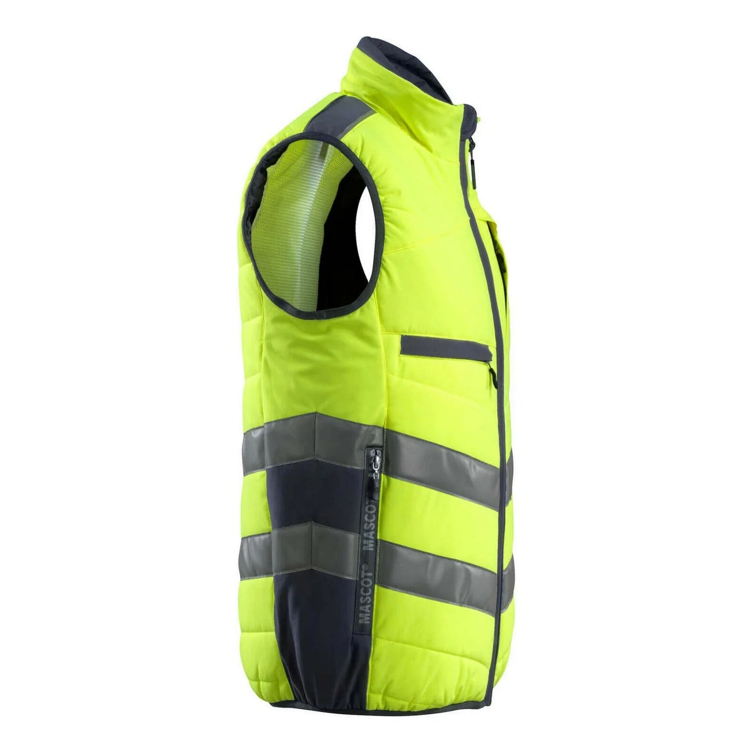 Hi Vis Yellow-Dark Navy - Back - Mascot Unisex Adult Safe Supreme Grimsby Hi-Vis Vest