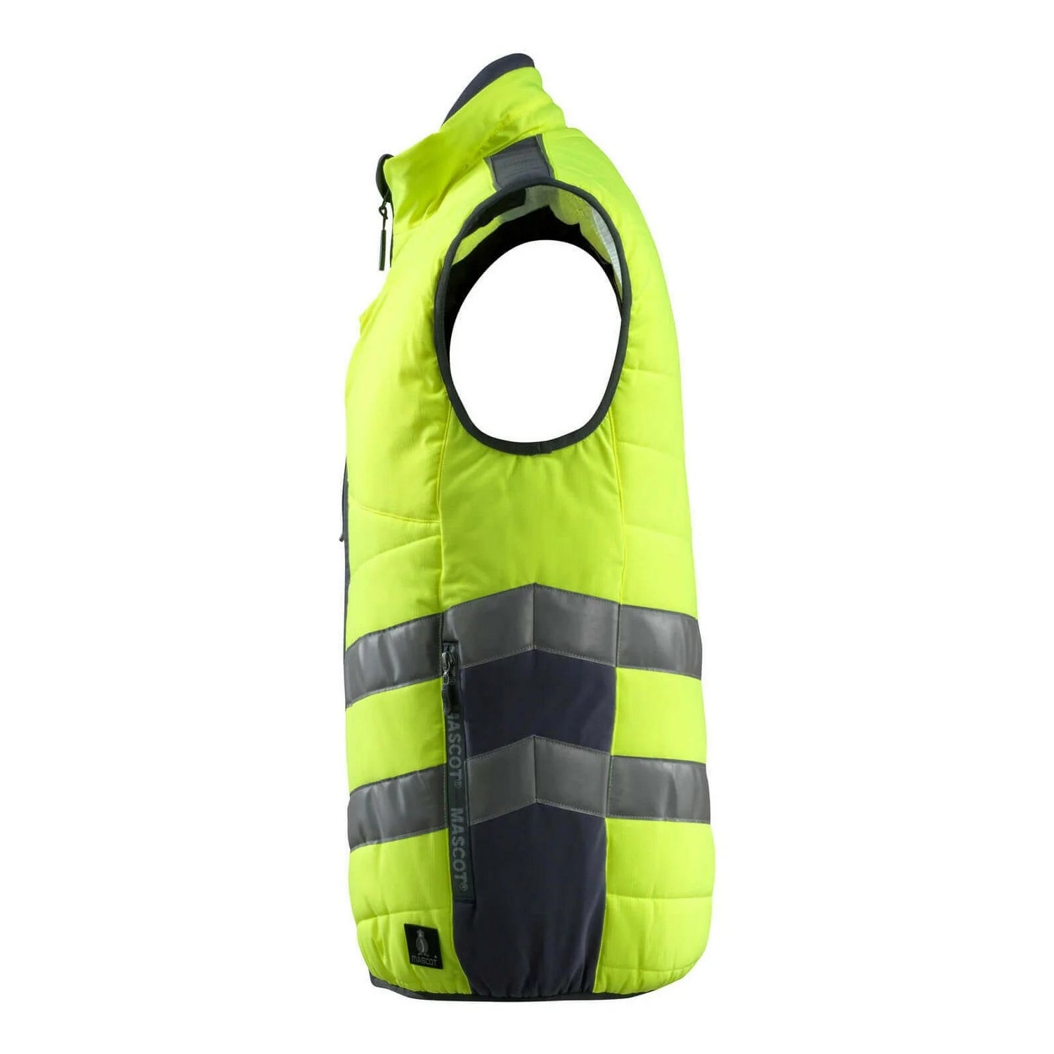 Hi Vis Yellow-Dark Navy - Side - Mascot Unisex Adult Safe Supreme Grimsby Hi-Vis Vest