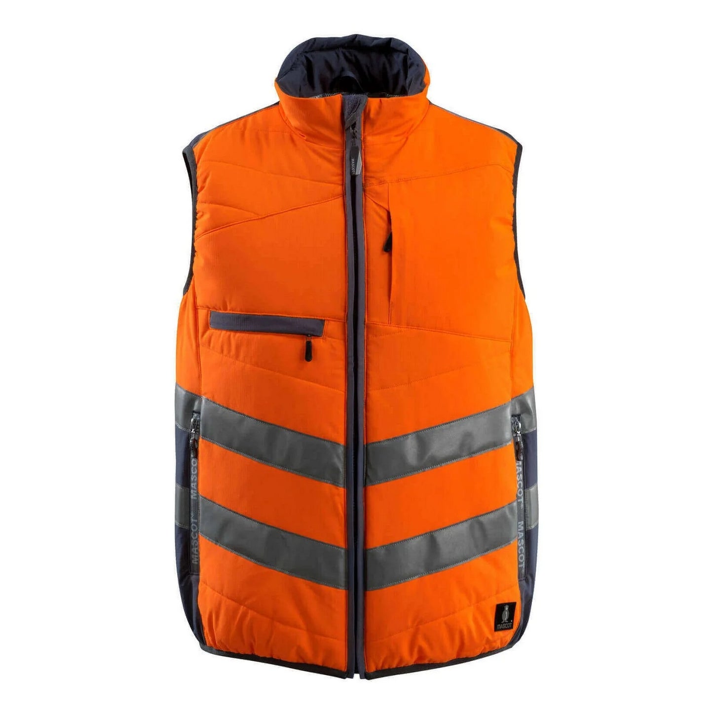 Hi Vis Orange-Dark Navy - Front - Mascot Unisex Adult Safe Supreme Grimsby Hi-Vis Vest