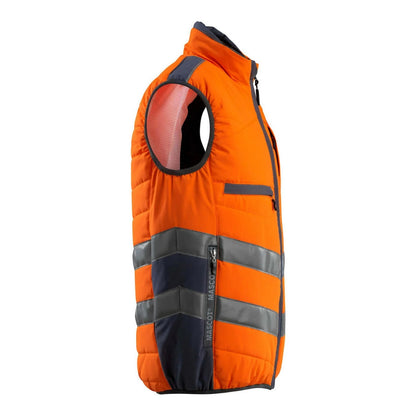Hi Vis Orange-Dark Navy - Back - Mascot Unisex Adult Safe Supreme Grimsby Hi-Vis Vest