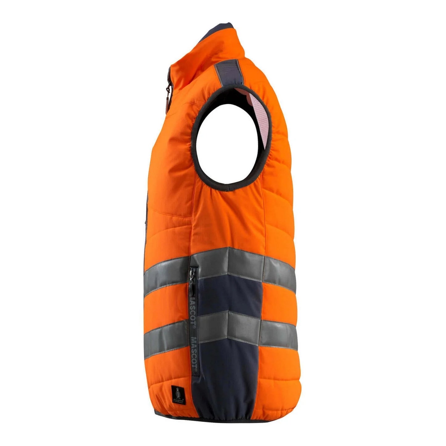 Hi Vis Orange-Dark Navy - Side - Mascot Unisex Adult Safe Supreme Grimsby Hi-Vis Vest