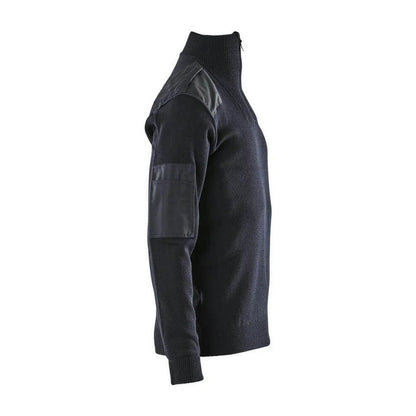 Dark Navy - Side - Mascot Mens Frontline Knitted Half Zip Jumper