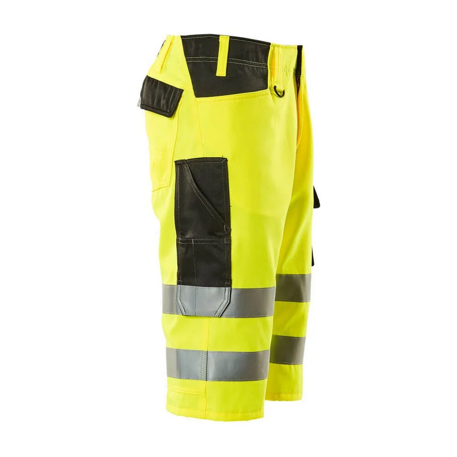 Hi Vis Yellow-Black - Back - Mascot Mens Safe Supreme Luton Long Length Work Shorts