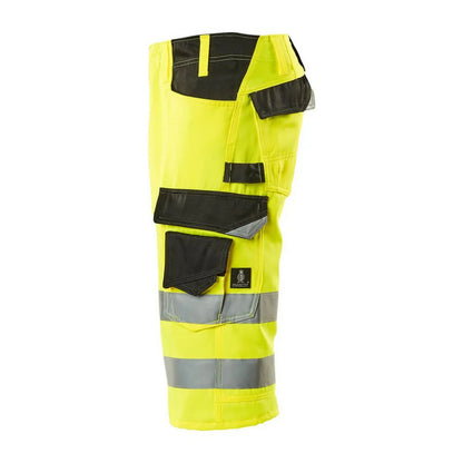 Hi Vis Yellow-Black - Side - Mascot Mens Safe Supreme Luton Long Length Work Shorts