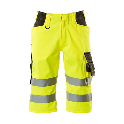 Hi Vis Yellow-Dark Anthracite - Front - Mascot Mens Safe Supreme Luton Long Length Work Shorts