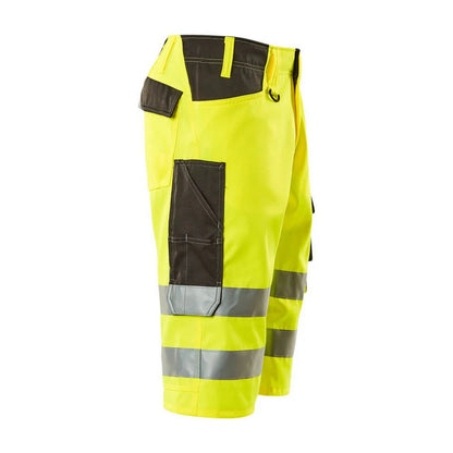Hi Vis Yellow-Dark Anthracite - Back - Mascot Mens Safe Supreme Luton Long Length Work Shorts