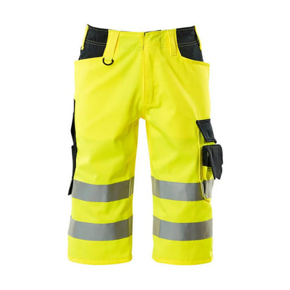Hi Vis Yellow-Dark Navy - Front - Mascot Mens Safe Supreme Luton Long Length Work Shorts