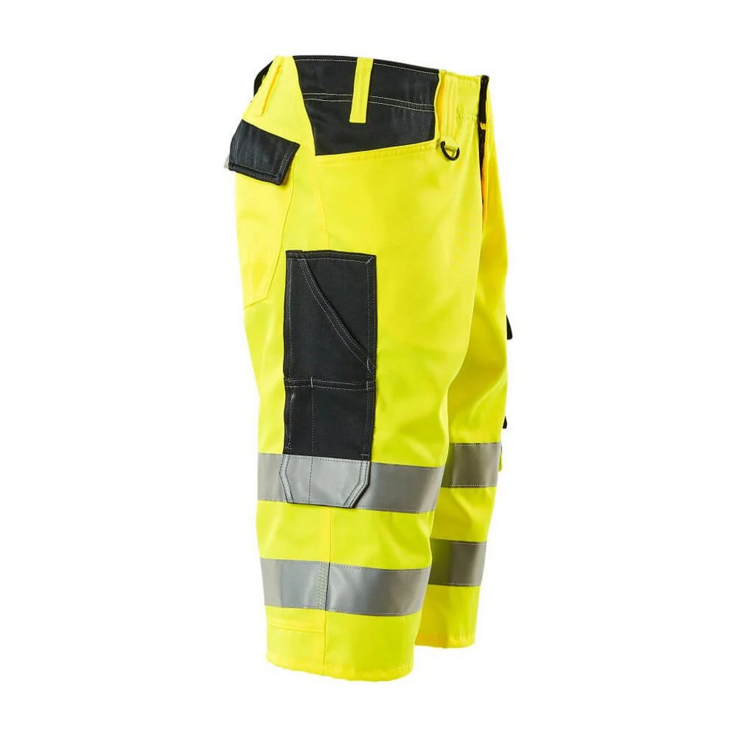 Hi Vis Yellow-Dark Navy - Back - Mascot Mens Safe Supreme Luton Long Length Work Shorts