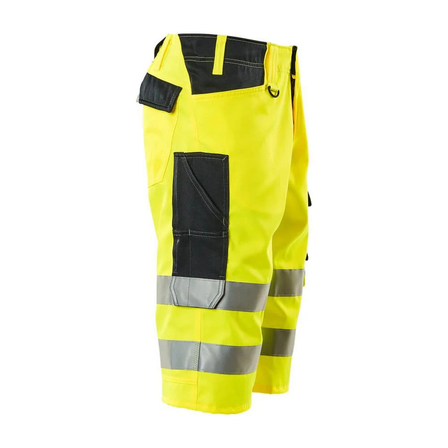 Hi Vis Yellow-Dark Navy - Back - Mascot Mens Safe Supreme Luton Long Length Work Shorts