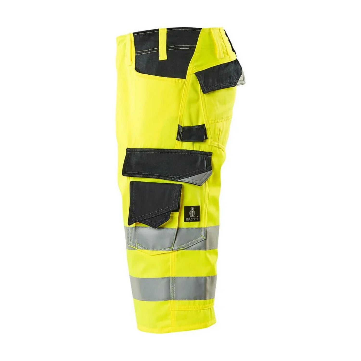 Hi Vis Yellow-Dark Navy - Side - Mascot Mens Safe Supreme Luton Long Length Work Shorts