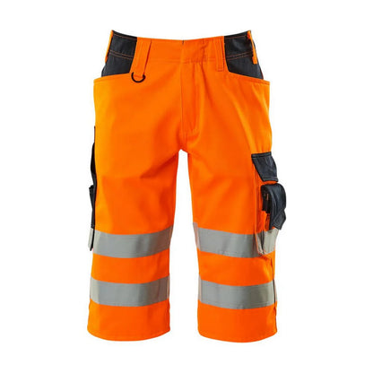 Hi Vis Orange-Dark Navy - Front - Mascot Mens Safe Supreme Luton Long Length Work Shorts