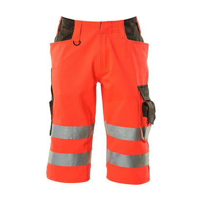 Hi Vis Red-Dark Anthracite - Front - Mascot Mens Safe Supreme Luton Long Length Work Shorts