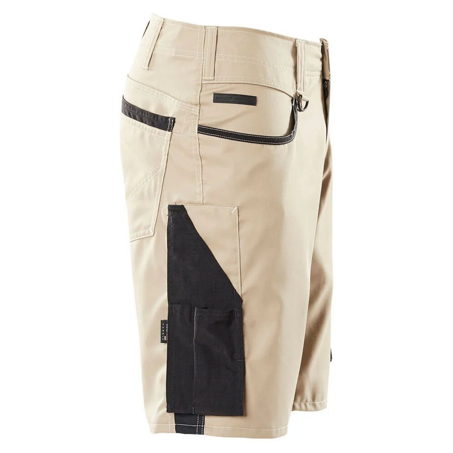 Light Khaki-Black - Side - Mascot Mens Unique Work Shorts