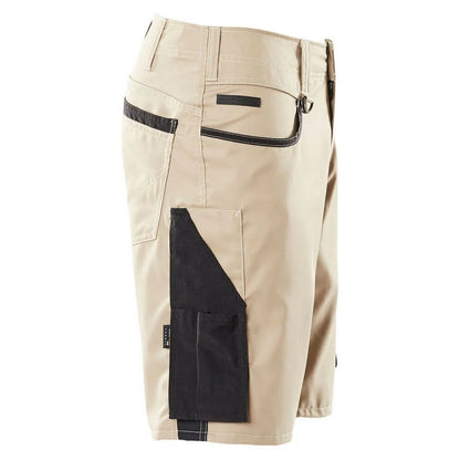 Light Khaki-Black - Side - Mascot Mens Unique Work Shorts