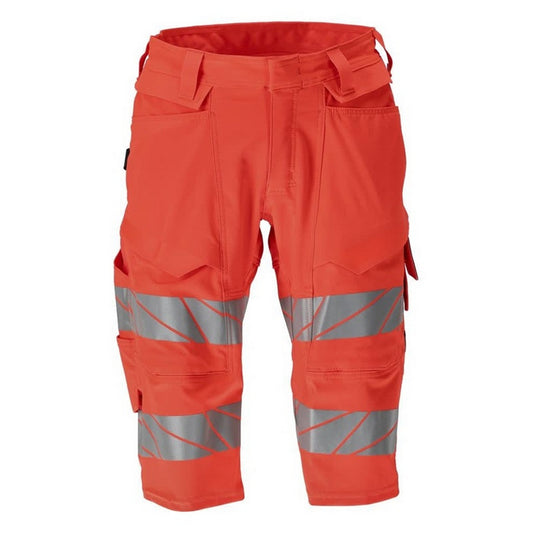 Hi Vis Red - Front - Mascot Mens Accelerate Safe Long Length Work Shorts