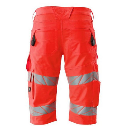 Hi Vis Red - Back - Mascot Mens Accelerate Safe Long Length Work Shorts