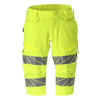 Hi Vis Yellow - Front - Mascot Mens Accelerate Safe Long Length Work Shorts