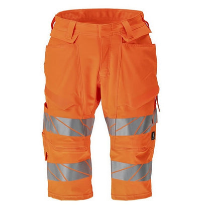 Hi Vis Orange - Front - Mascot Mens Accelerate Safe Long Length Work Shorts