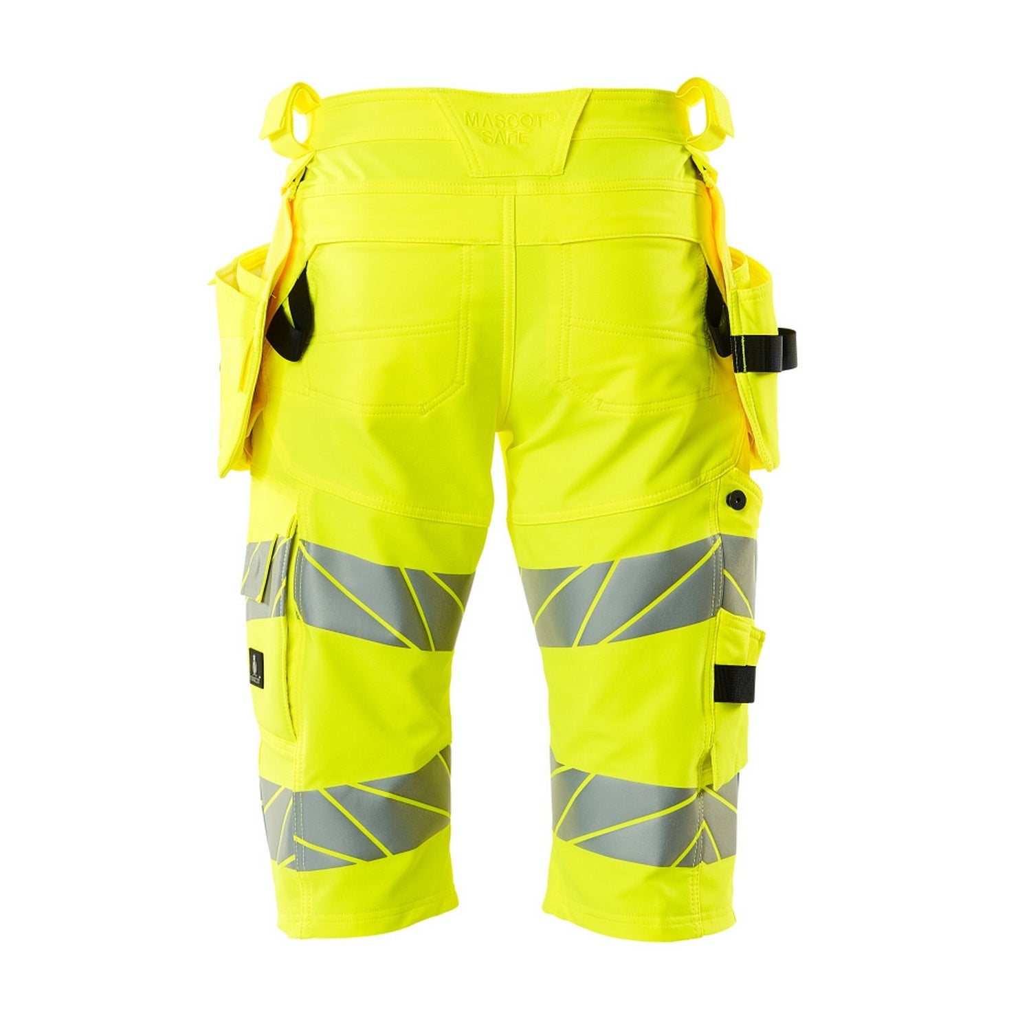 Hi Vis Yellow - Back - Mascot Mens Accelerate Safe Holster Pocket Work Shorts