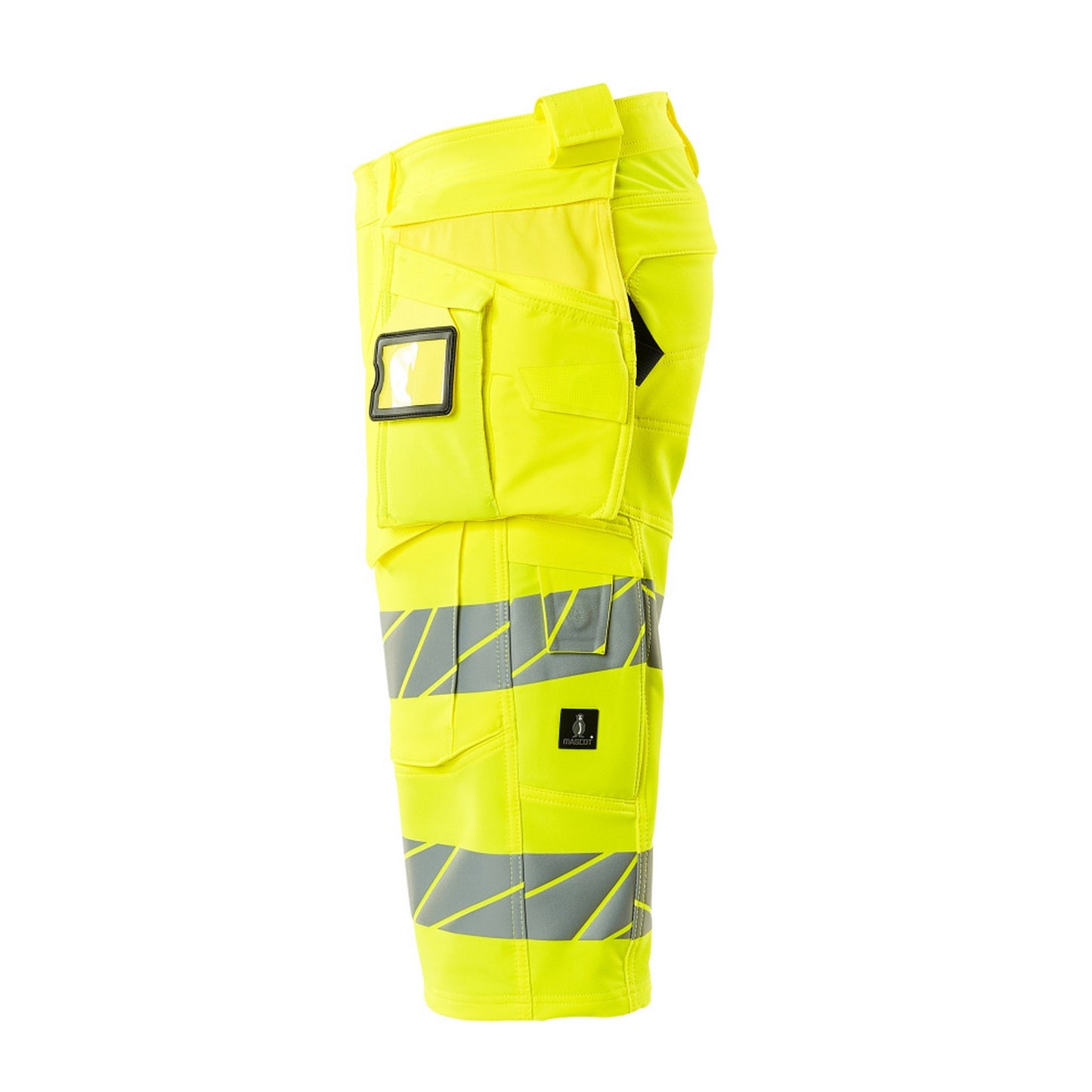 Hi Vis Yellow - Side - Mascot Mens Accelerate Safe Holster Pocket Work Shorts