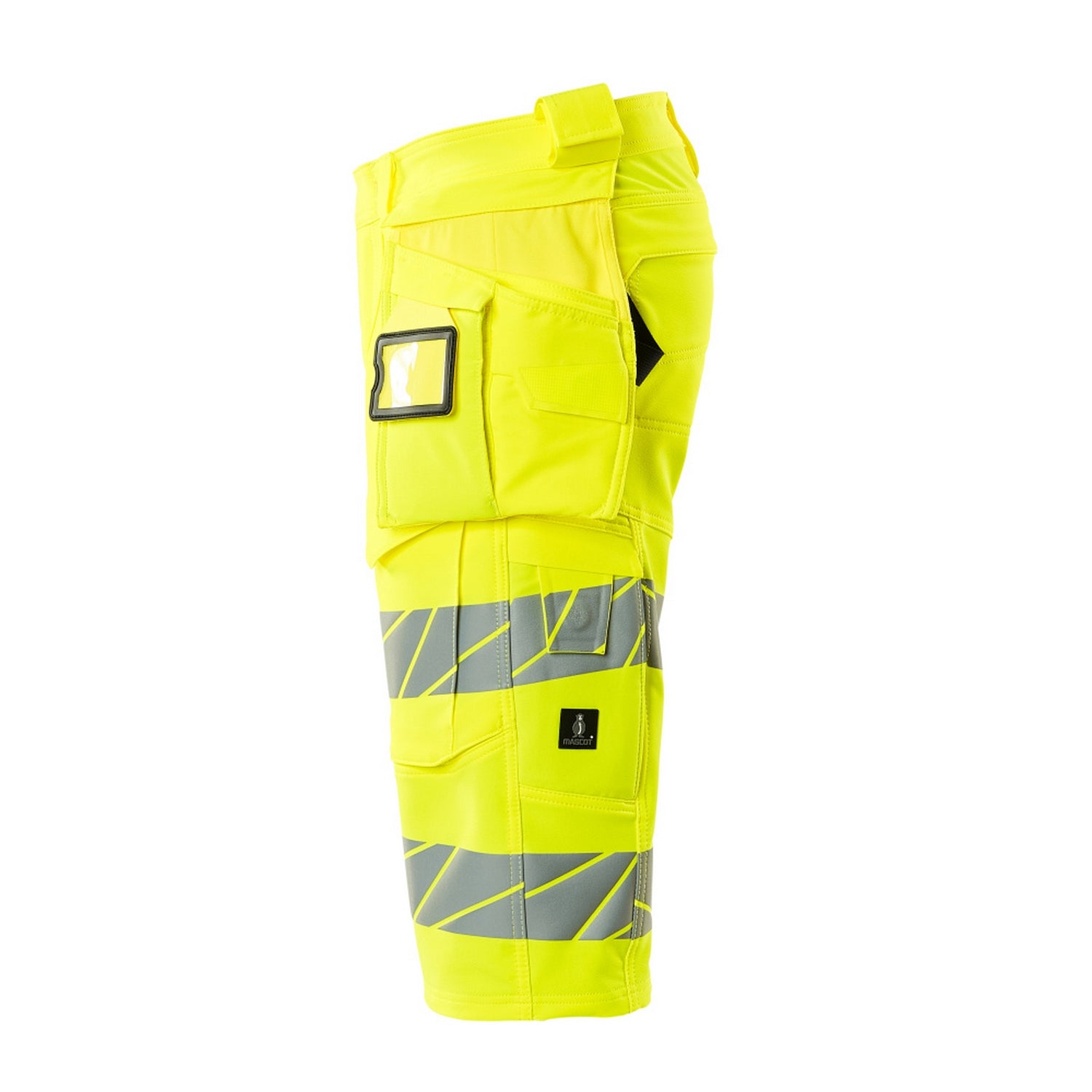 Hi Vis Yellow - Side - Mascot Mens Accelerate Safe Holster Pocket Work Shorts