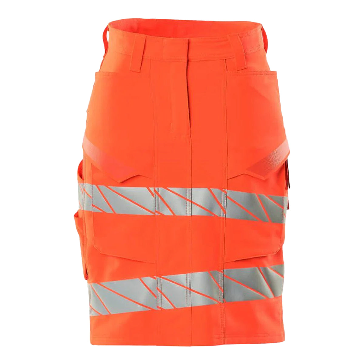 Red - Front - Mascot Womens-Ladies Accelerate Safe High-Vis Fitted Skirt