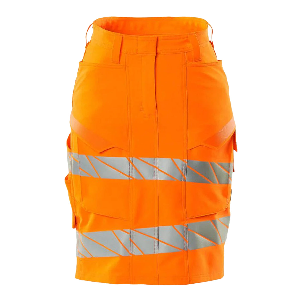 Orange - Front - Mascot Womens-Ladies Accelerate Safe High-Vis Fitted Skirt