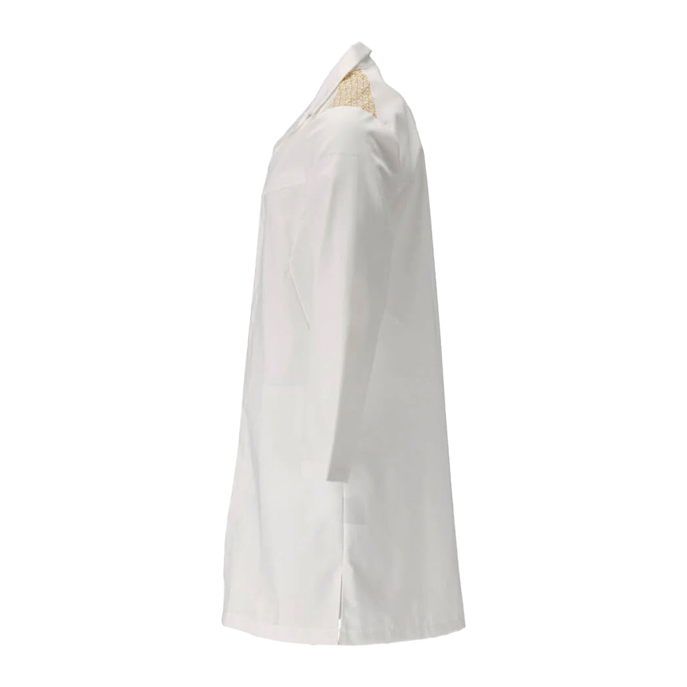 White-Gold - Side - Mascot Smock Food & Care Coat