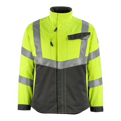 Hi Vis Yellow-Dark Anthracite - Front - Mascot Mens Safe Supreme Oxford Hi-Vis Jacket