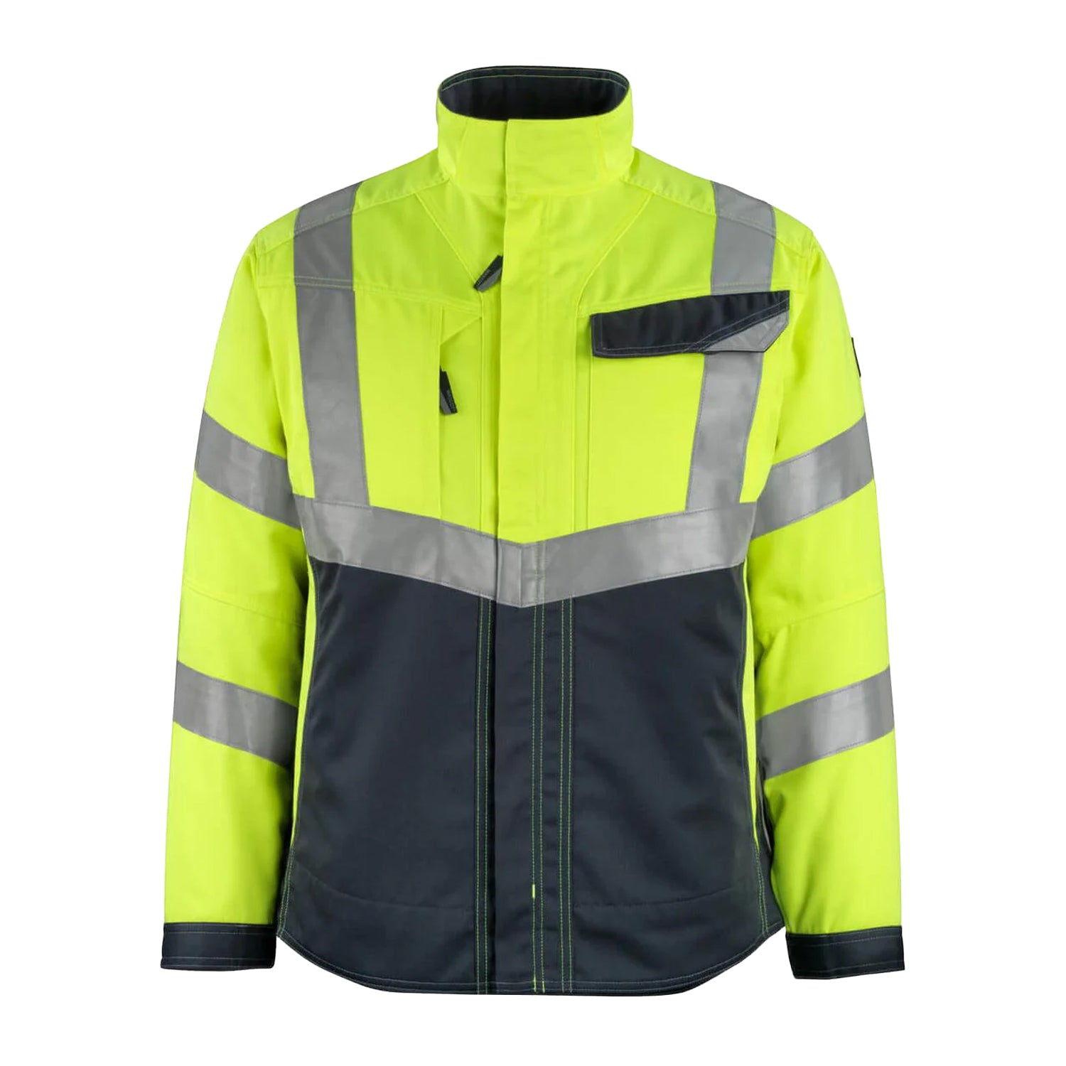 Hi Vis Yellow-Dark Navy - Front - Mascot Mens Safe Supreme Oxford Hi-Vis Jacket