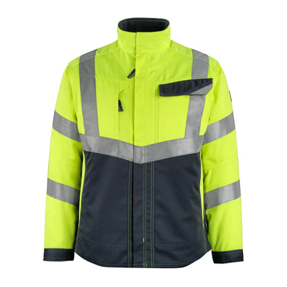 Hi Vis Yellow-Dark Navy - Front - Mascot Mens Safe Supreme Oxford Hi-Vis Jacket