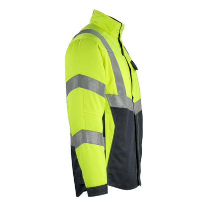 Hi Vis Yellow-Dark Navy - Side - Mascot Mens Safe Supreme Oxford Hi-Vis Jacket