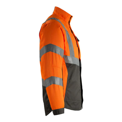 Hi Vis Orange-Dark Anthracite - Side - Mascot Mens Safe Supreme Oxford Hi-Vis Jacket