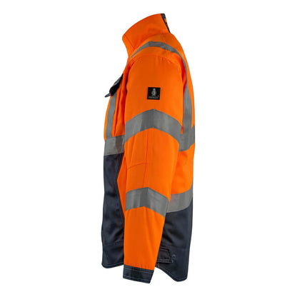 Hi Vis Orange-Dark Navy - Back - Mascot Mens Safe Supreme Oxford Hi-Vis Jacket