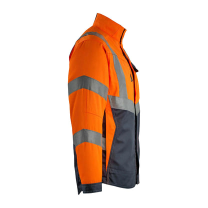 Hi Vis Orange-Dark Navy - Side - Mascot Mens Safe Supreme Oxford Hi-Vis Jacket