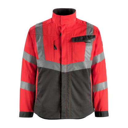 Hi Vis Red-Dark Anthracite - Front - Mascot Mens Safe Supreme Oxford Hi-Vis Jacket