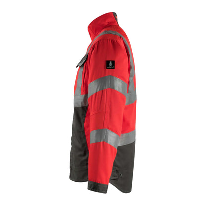 Hi Vis Red-Dark Anthracite - Back - Mascot Mens Safe Supreme Oxford Hi-Vis Jacket