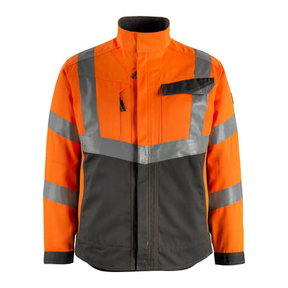 Hi Vis Orange-Dark Anthracite - Front - Mascot Mens Safe Supreme Oxford Hi-Vis Jacket