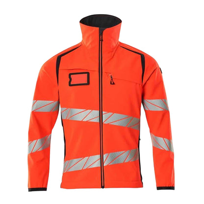 Hi Vis Red-Dark Navy - Front - Mascot Mens Accelerate Safe Hi-Vis Soft Shell Jacket