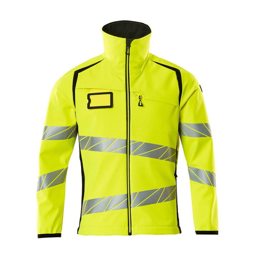 Hi Vis Yellow-Black - Front - Mascot Mens Accelerate Safe Hi-Vis Soft Shell Jacket