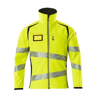 Hi Vis Yellow-Black - Front - Mascot Mens Accelerate Safe Hi-Vis Soft Shell Jacket