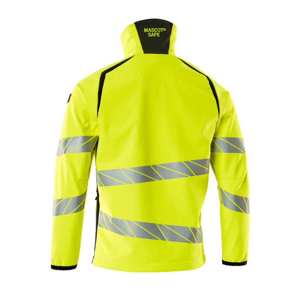 Hi Vis Yellow-Black - Back - Mascot Mens Accelerate Safe Hi-Vis Soft Shell Jacket