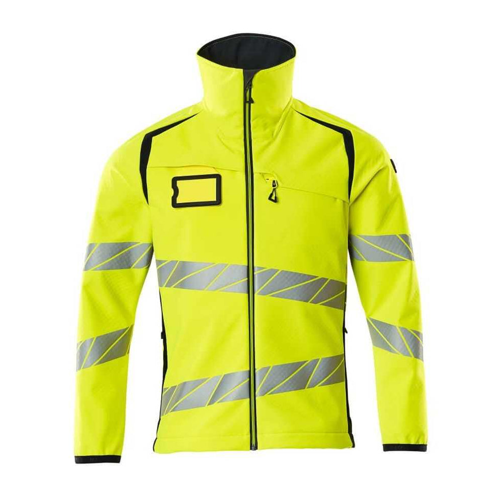 Hi Vis Yellow-Dark Navy - Front - Mascot Mens Accelerate Safe Hi-Vis Soft Shell Jacket