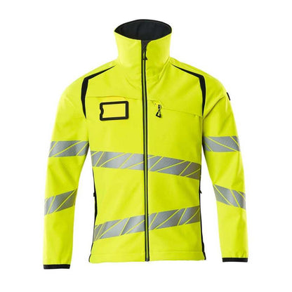 Hi Vis Yellow-Dark Navy - Front - Mascot Mens Accelerate Safe Hi-Vis Soft Shell Jacket